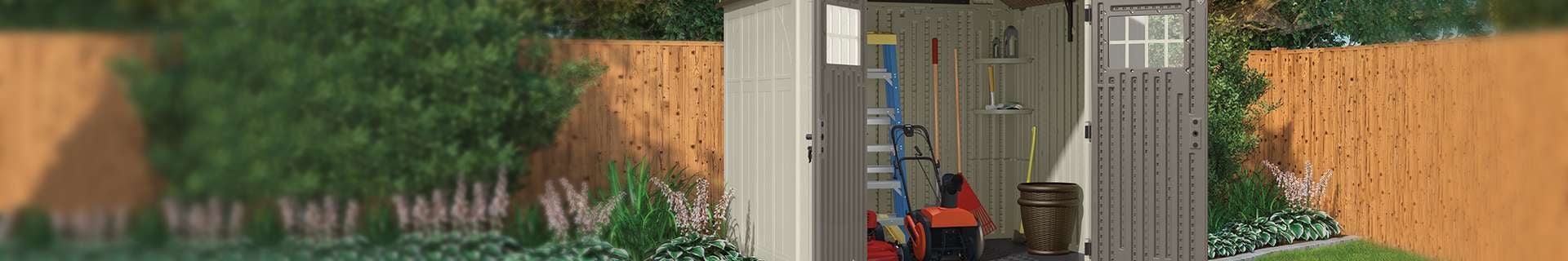 Shed with items in it.