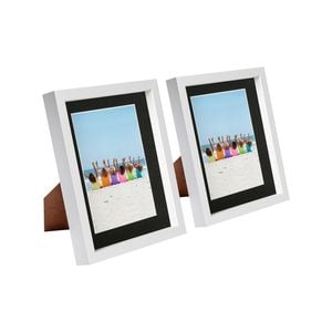 Nicola Spring 8" x 10" White 3D Box Photo Frames - 5" x 7" Mount - Pack of 2