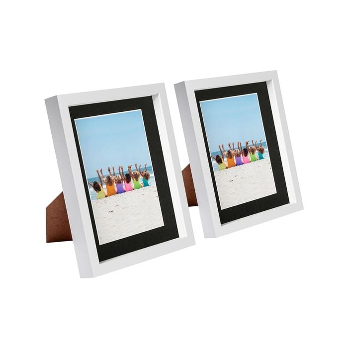 Nicola Spring 8" x 10" White 3D Box Photo Frames - 5" x 7" Mount - Pack of 2