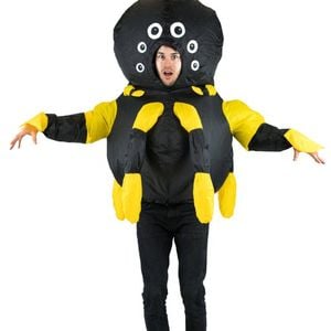 Inflatable Giant Black And Yellow Spider Adults Costume - One Size