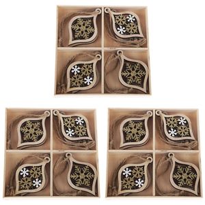 3x 8pc Urban Elegant Snowflake Bauble Set Hanging Decor 6cm Natural/White/Gold