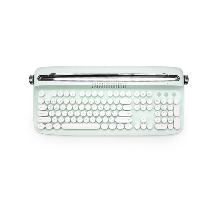 Retro Typewriter Bluetooth Wireless Keyboard Tablet Holder 104 Key - White