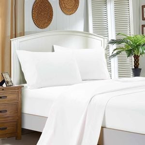 Fabric Fantastic 1000tc Ultra Soft King Size Bed White Flat & Fitted Sheet Set