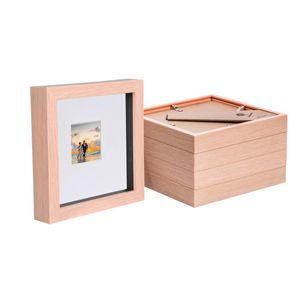 Nicola Spring 6" X 6" Light Wood 3d Box Photo Frames - 2" X 2" Mount - Pack Of 5