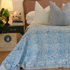 Wild Flower Ocean Reversible Quilt Blue Size: King 228 cm x 274 cm