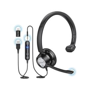 New Bee USB Headset with Microphone for PC Computer Headset H365 - Black single