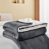 LINENOVA Warm Cosy Sherpa Flannelette Blanket Twin Size - Charcoal