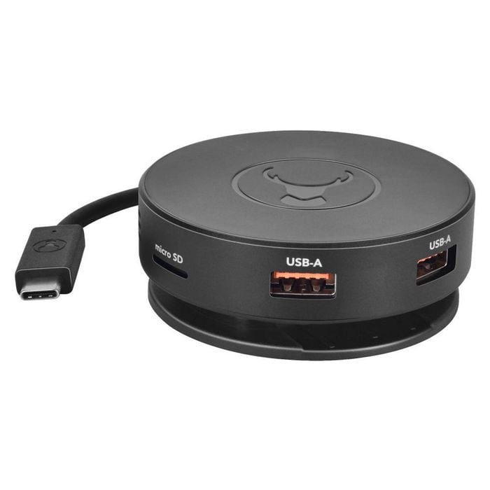 Bonelk Long-Life USB-C to 6in1 Multiport Hub Round For Laptop/PC - Black