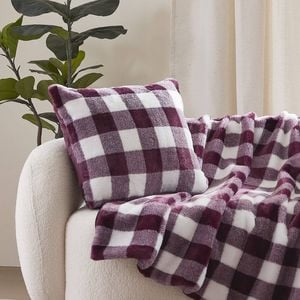Dreamaker Gingham Plush Cushion Cherry - 50 x 50cm