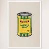 Galrie Banksy Soup Can Yellow Emerald Brown Poster - Iconic 2006 Art Print, White Frame, 70 x 100cm (28 x 40inch)