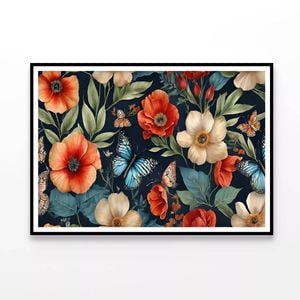 Flowers & Butterflies Featuring  Print 100% Australian Made 120x90cm  (Poster)