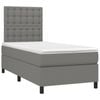 vidaXL Box Spring Bed & Mattress LED Dark Grey Bed Base King Single Size Fabric