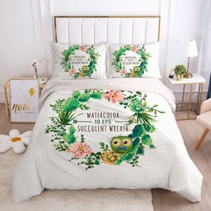 3D Green Bird Flower 366 Bed Pillowcases Quilt Queen Size
