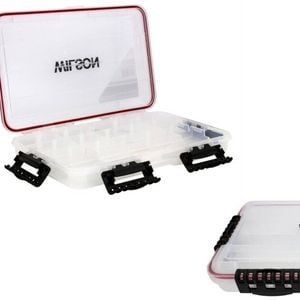 Large Wilson Deluxe Waterproof Fishing Tackle Tray - Worm Proof Tackle Box
