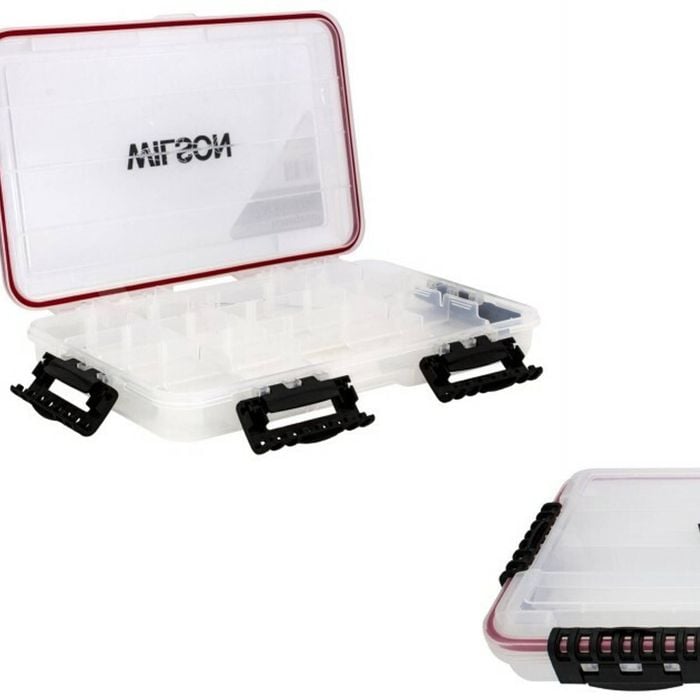 Large Wilson Deluxe Waterproof Fishing Tackle Tray - Worm Proof Tackle Box
