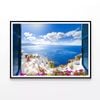 Coast Of Santorini With Sea  Print 100% Australian Made 90x60cm  (poster)