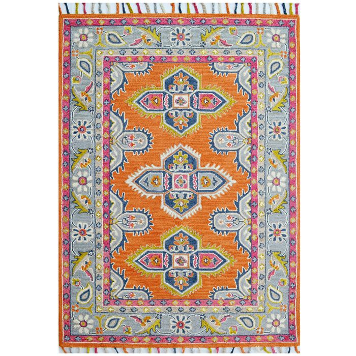 Handmade Lyon Wool Rug-6304-Orange-160x230cm
