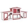 vidaXL Outdoor Large Rabbit Hutch 201x45x85cm Red and White Bunny Cage