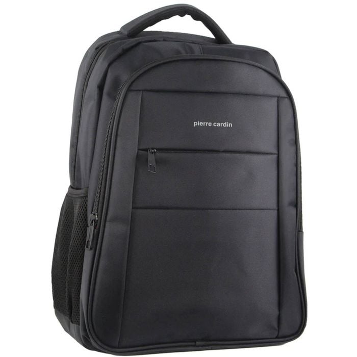 Pierre Cardin Mens Travel & Business Backpack with Built-in USB Port - Black - Black | Nylon | Backpack