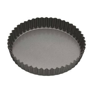 Mastercraft 25cm Heavy Loose Base Non-Stick Round Flan Quiche Pan - Black