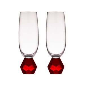 Tempa Zhara Set of 2 Champagne Glasses Ruby