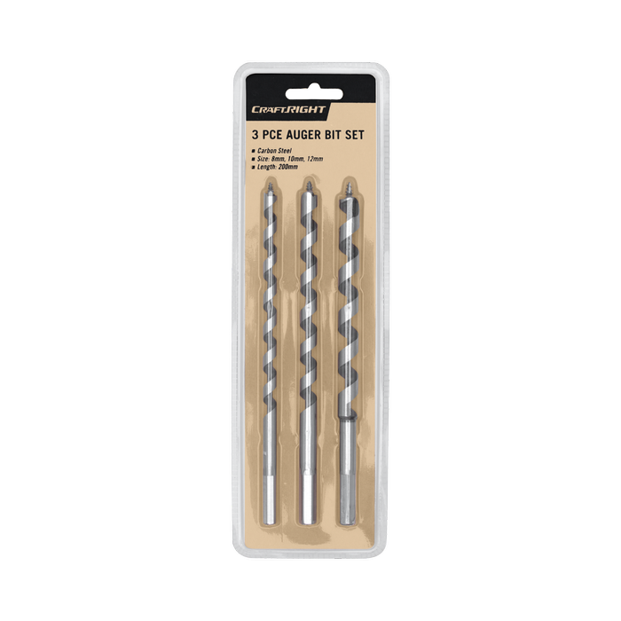 Craftright 200mm 3 Piece Auger Drill Bit Set