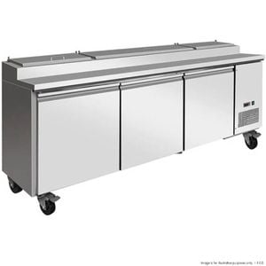 Thermaster TPB2400 Pizza Prep Stainless Steel Three Door Bench Fridge