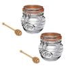 Kilner Honey Pot With Beechwood Dipper 400ml | Set Of 2