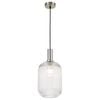 Telbix Bonura Modern Pendant Hanging Lamp Light Metal Glass Nickel Clear Ribbed