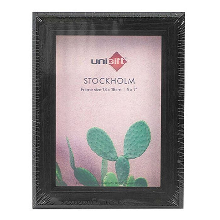 Unigift Stockholm Wooden/Glass Picture Photo Frame 5x7in 13x18cm Black