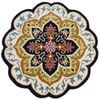 Handmade Floral Wool Rug-Petals 6287-Black-150x150cm