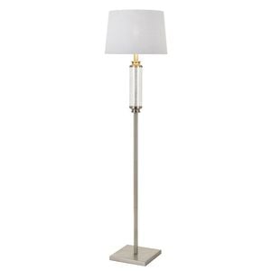 Telbix Dorcel Modern Standing Floor Lamp Light Foot Switch Glass Metal Clear White Nickel