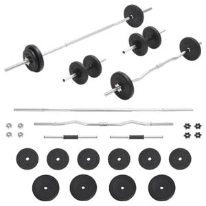 vidaXL Barbell and Dumbbell Set 30 kg Home Gym Exercise Free Weight Plate