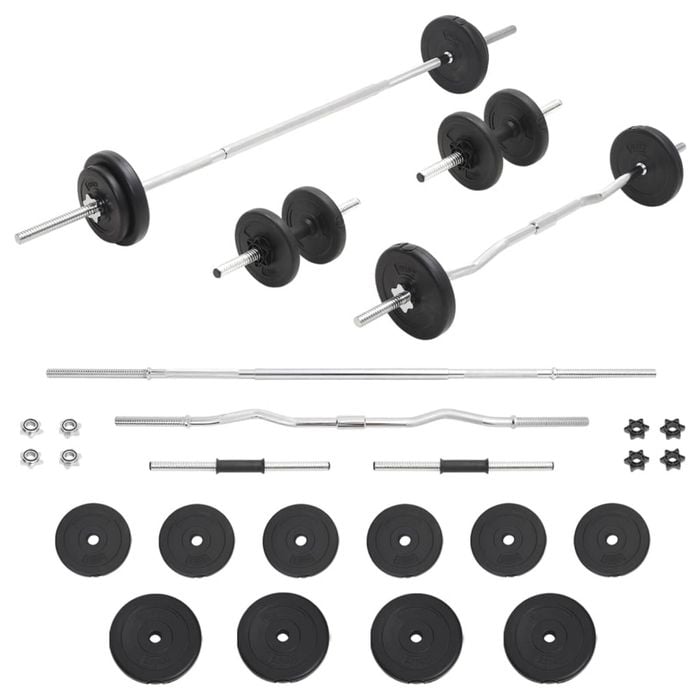 vidaXL Barbell and Dumbbell Set 30 kg Home Gym Exercise Free Weight Plate