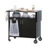 Advwin Mobile Kitchen Island W/ Foldable Side Table Paper Holder Trash Bag Rack