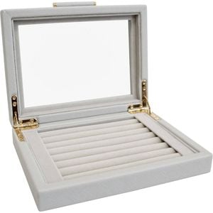 LVD MDF Glass 20x15.5cm Jewellery Ring Box Storage Rectangle - Dove