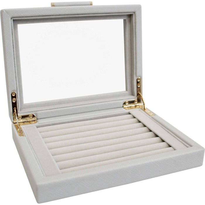 LVD MDF Glass 20x15.5cm Jewellery Ring Box Storage Rectangle - Dove