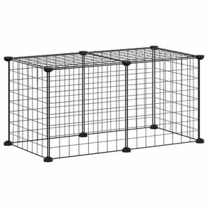 vidaXL 8-Panel Pet Cage DIY Pet Playpen Animal Enclosure Fence Black Steel