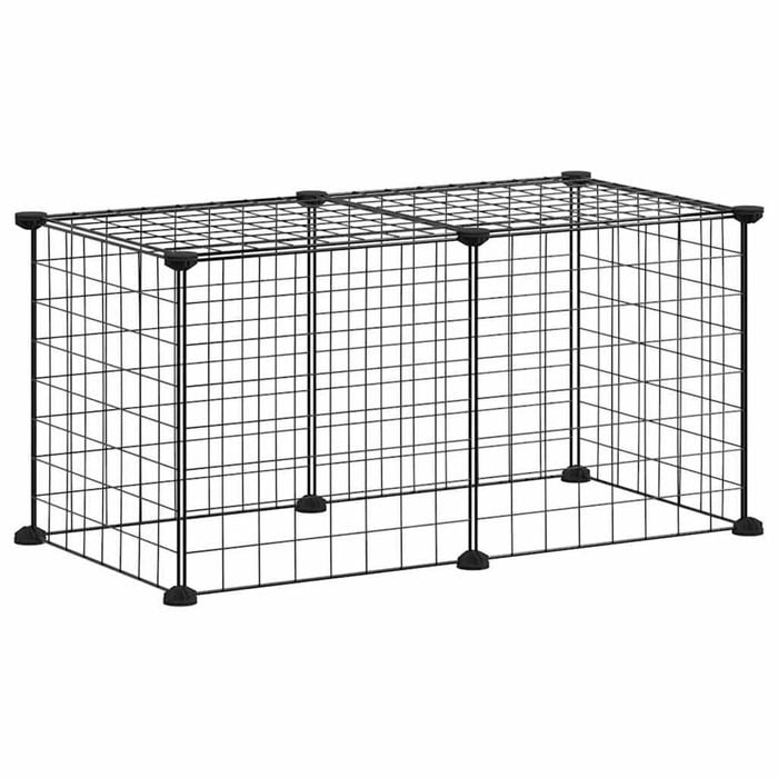 vidaXL 8-Panel Pet Cage DIY Pet Playpen Animal Enclosure Fence Black Steel