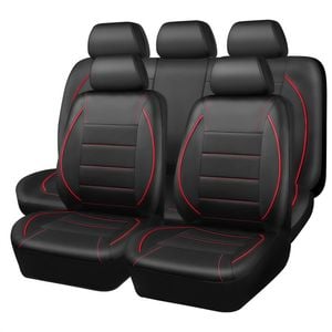 Catzon Pu Leather Car Seat Covers Full Set Universal Fit For Suvs Van Trucks-red