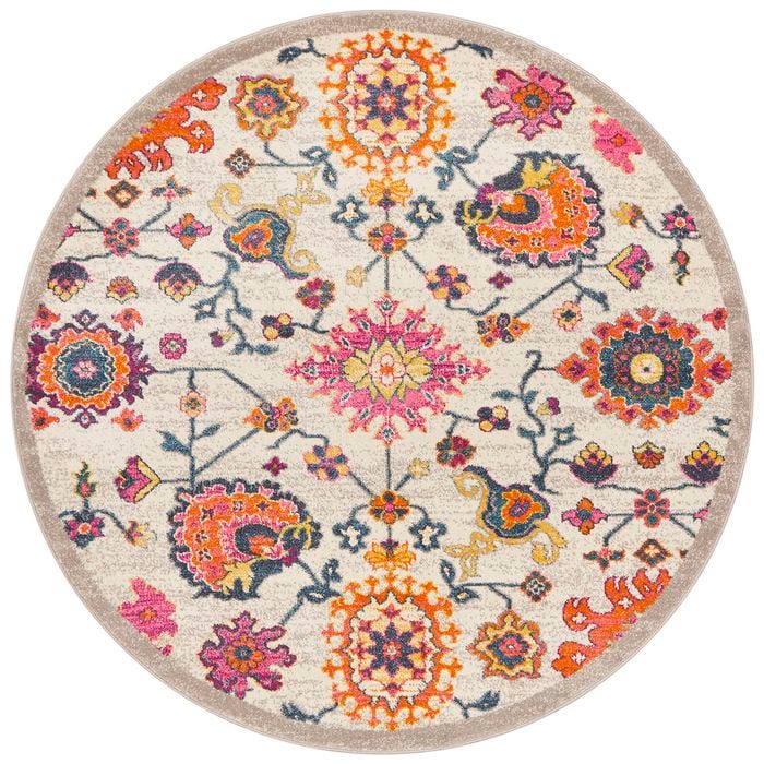 The Rug Connection Garden 208 Off White 240x240cm - Large Round Transitional Pet Friendly Indoor Rug