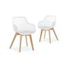 Lilian White Modern Dining Chairs With Arms Wooden Legs (set Of 2)