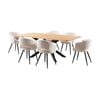 Barlo 7pc Dining Set 200cm Table 6 Beige Chair Natural