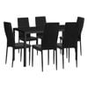 Oikiture 7PCS Rectangle 140cm Dining Table&Chairs Black