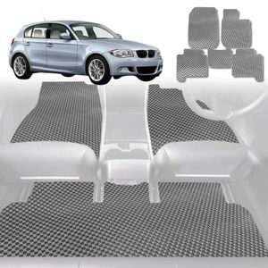 6D Diamond Car Floor Mats for BMW 1 Series 5-Door Hatch (E87)2004-2013-Full Set-Grey-Outback GT