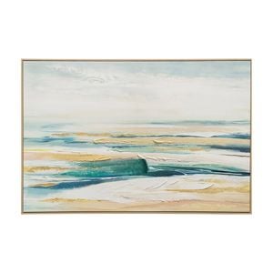 Urban Style Brushmarks Embellished Canvas Abstract Coastal