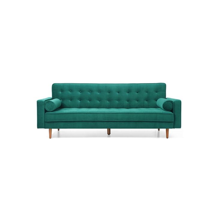 Sofa Bed 3 Seater Button Tufted Lounge Set for Living Room Couch in Velvet Green Colour