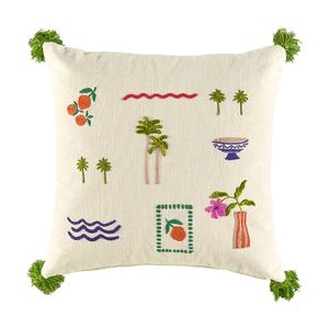 Kas Australia Cassis Cushion Embroidered Tassels Multi 50x50cm
