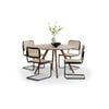 Milari 5 PCE Round 120cm Walnut Dining Set with Black Rattan Cantilever Chairs