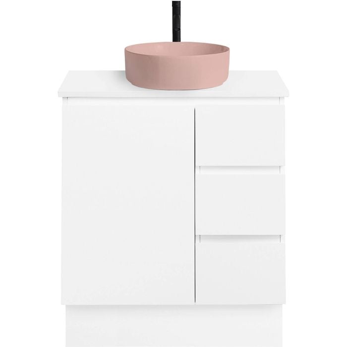 CIBO 750mm White Nordic Full Height Bathroom Vanity With Pale Pink Countertop Basin